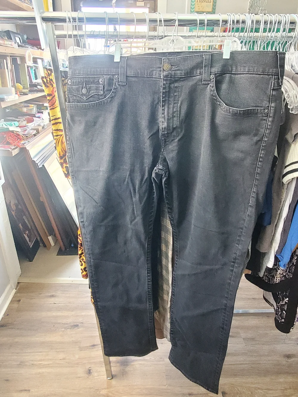 True Religion Black Wash Denim Jeans with Flap Back Pocket